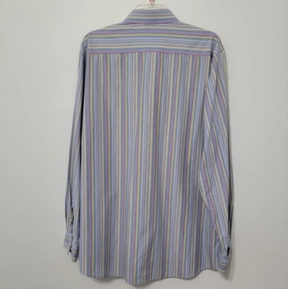 New & Lingwood Men's Striped Dress Shirt Neck Size 16.5 Colorful Office Business